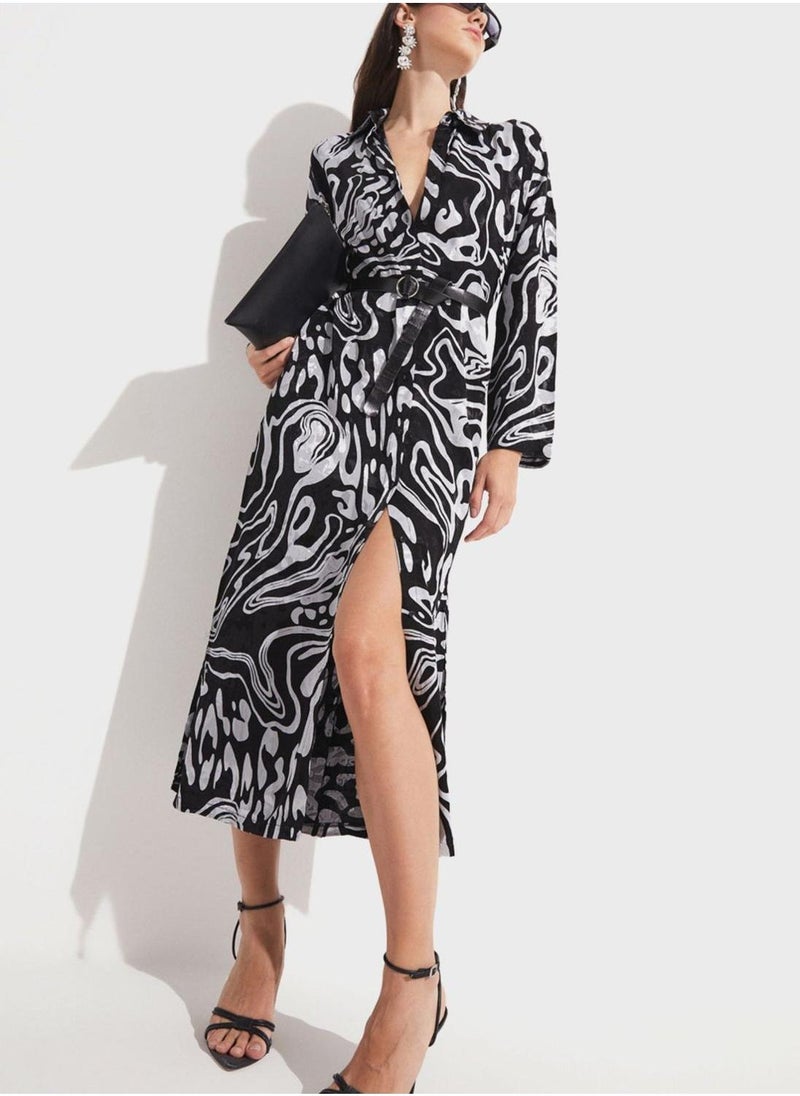 JUNE Abstract Print Midi Dress - Image 5