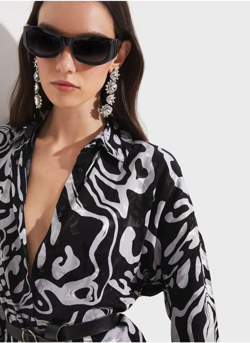 JUNE Abstract Print Midi Dress - Image 4