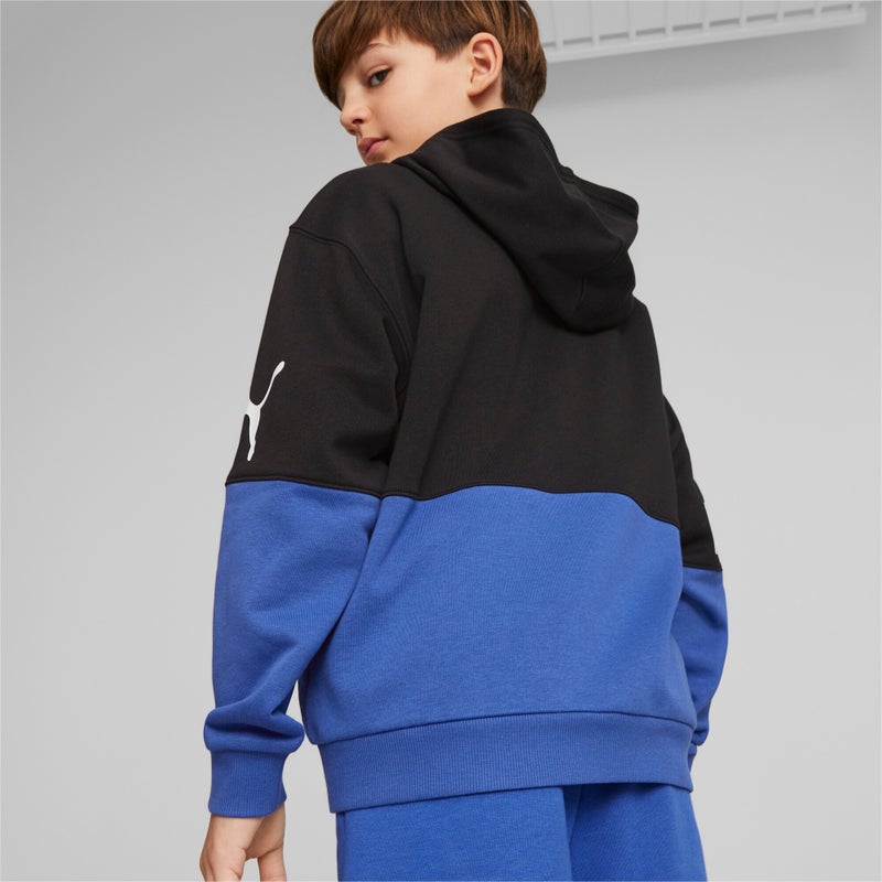 PUMA Power Boys Black Blue Full-Zip Hoodie - Image 3