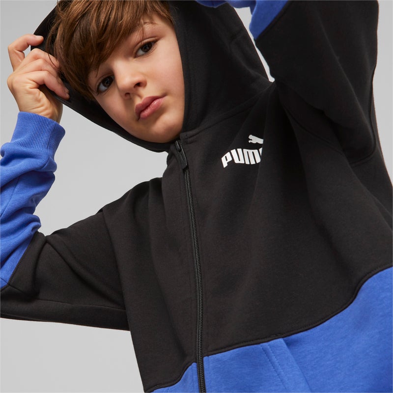 PUMA Power Boys Black Blue Full-Zip Hoodie - Image 2