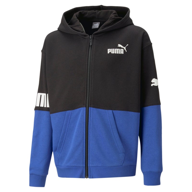 PUMA Power Boys Black Blue Full-Zip Hoodie - Image 5