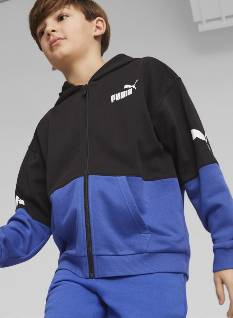 PUMA Power Boys Black Blue Full-Zip Hoodie - Image 1