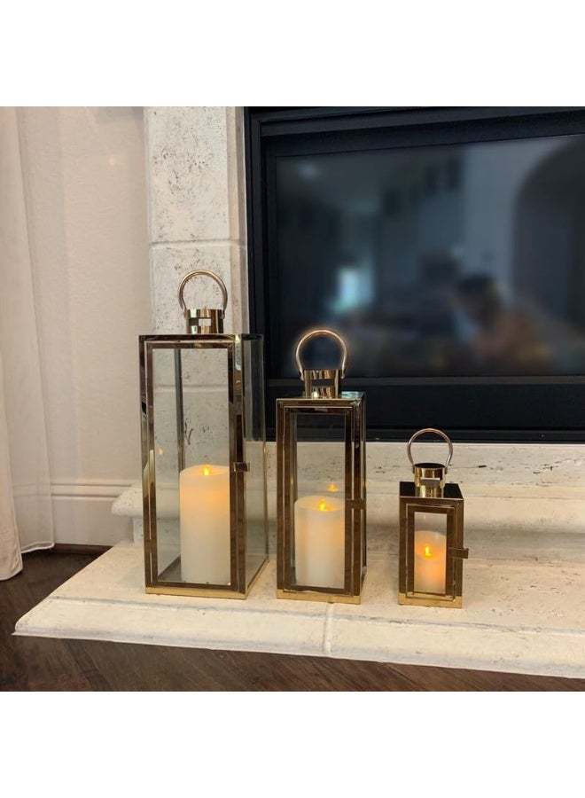 Outdoor Hurricane Candle Lantern Set Gold 15.5X6.5X6.5Cm Gold  - Image 3