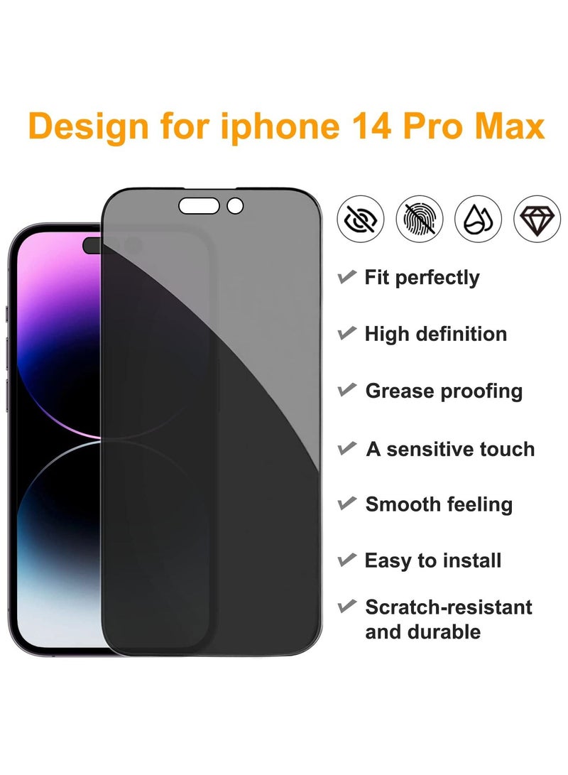 BORTONY iPhone 14 Pro Max Privacy Screen Protector (2 Pack) 9H Anti Spy Dark Film Guard Case Friendly Bubble Free Tempered Glass for Apple iPhone 14 Pro Max 6.7 Inch 2022 - Image 4