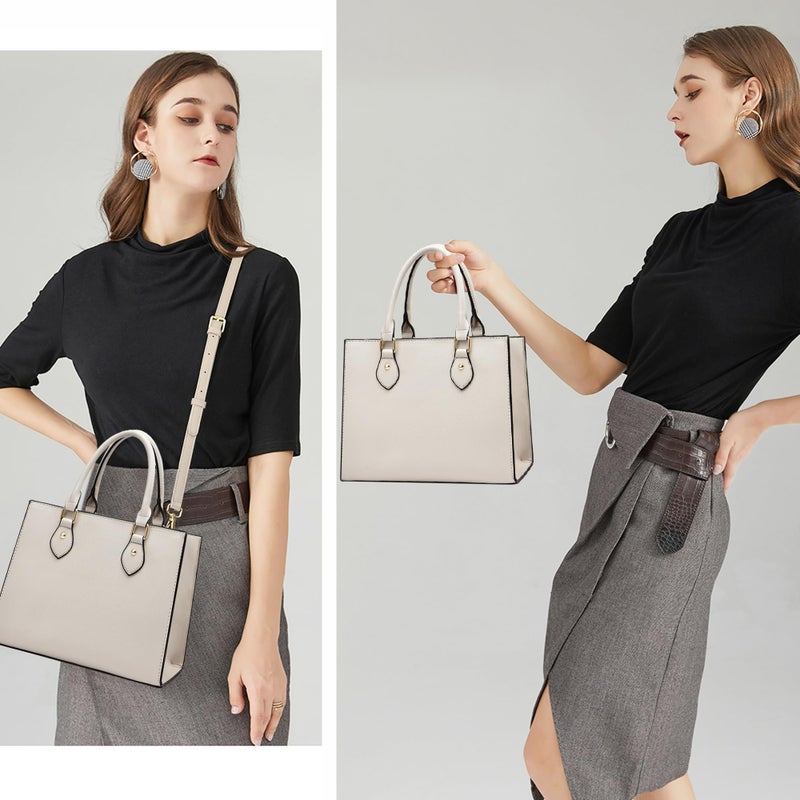 Chicarousal Crossbody Purses And Handbags For Women Pu Leather Tote Top Handle Satchel Shoulder Bags (Cream Grey) - Image 2