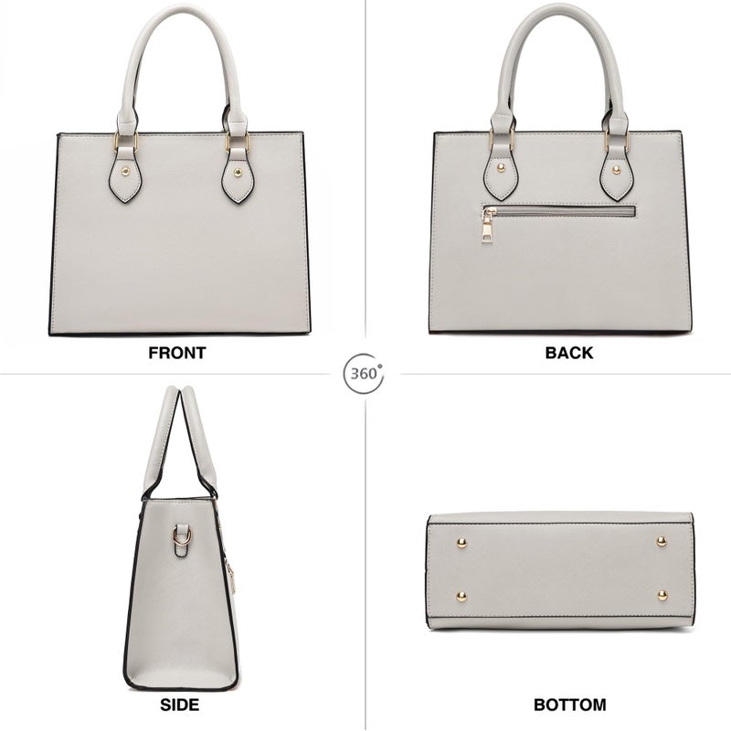 Chicarousal Crossbody Purses And Handbags For Women Pu Leather Tote Top Handle Satchel Shoulder Bags (Cream Grey) - Image 4