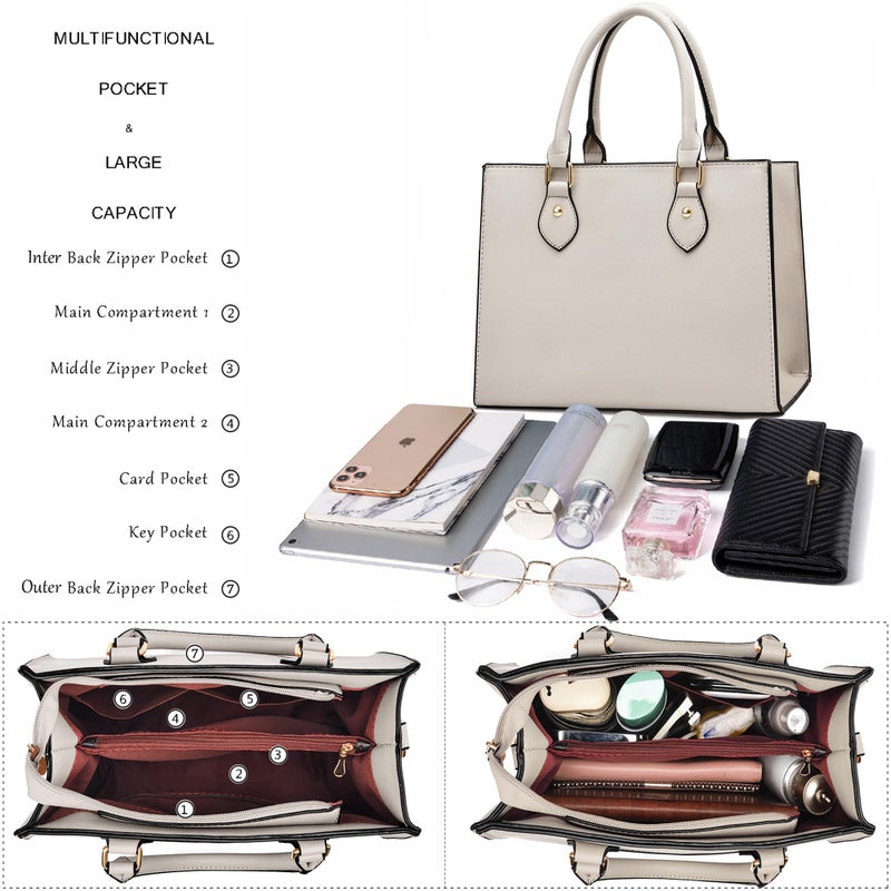 Chicarousal Crossbody Purses And Handbags For Women Pu Leather Tote Top Handle Satchel Shoulder Bags (Cream Grey) - Image 5