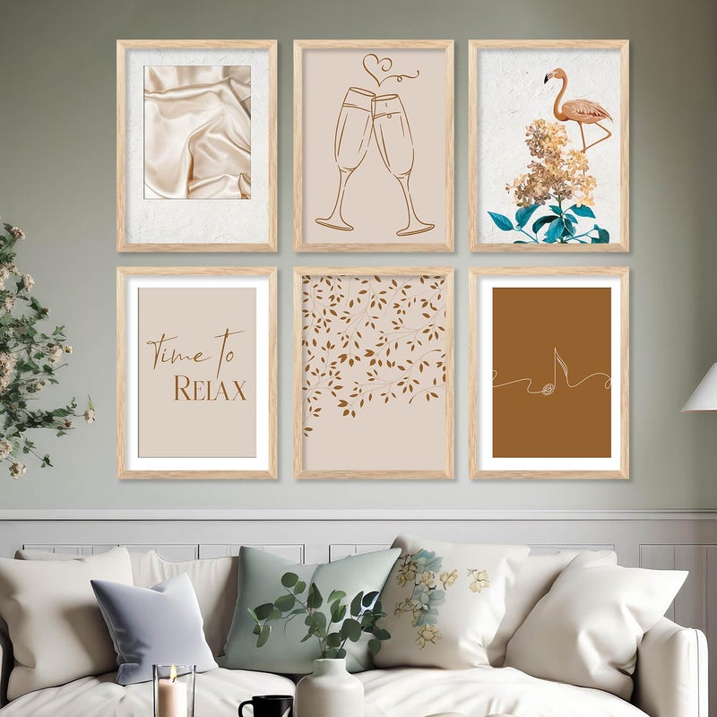 walllane Boho Abstract Gallery Wall Art Flower Line Art For Wall Hanging Frames Boho Wall Pster With Frames Home Decor 10x13 inch A - Image 1