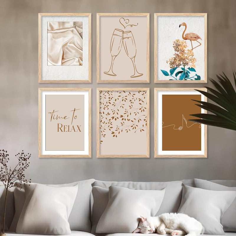 walllane Boho Abstract Gallery Wall Art Flower Line Art For Wall Hanging Frames Boho Wall Pster With Frames Home Decor 10x13 inch A - Image 3