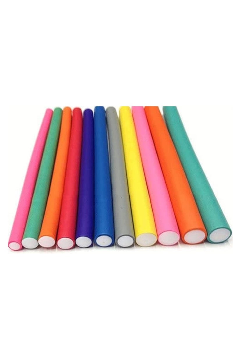 10pcs Soft Flexible Hair Curlers – Foam Rollers for Heatless Curls and Waves – Assorted Colors, Gentle Styling for All Hair Types - Image 1