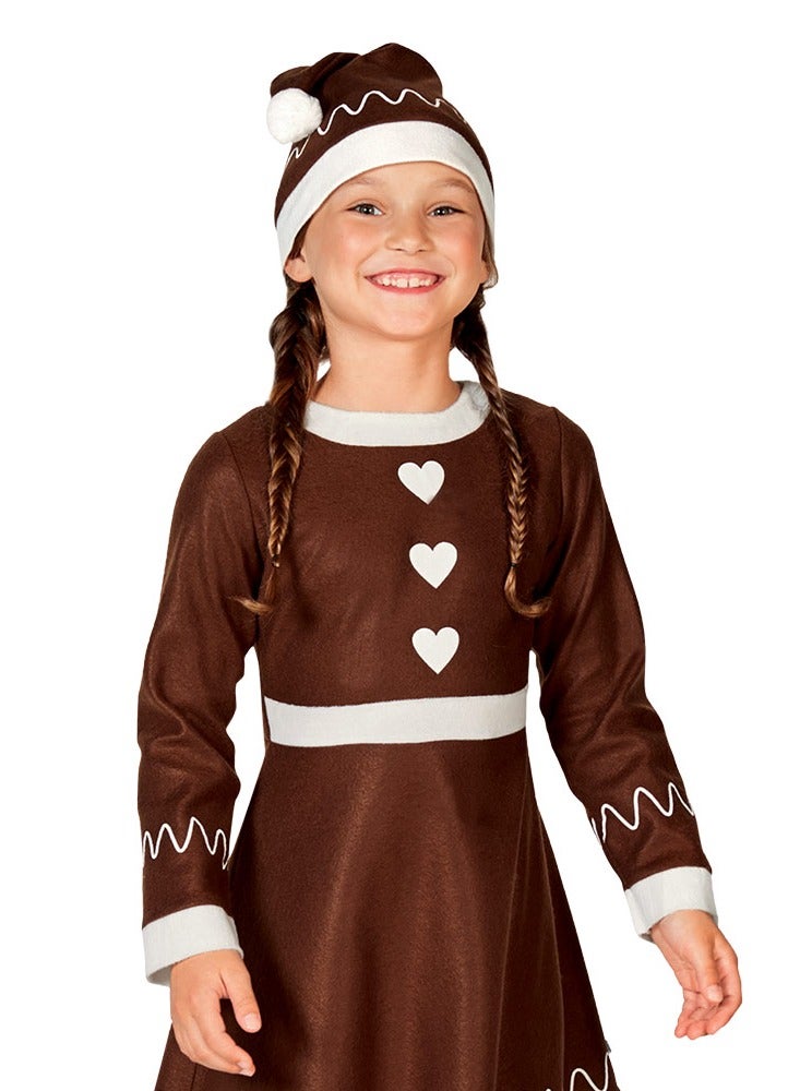 MAD TOYS Gingerbread Girl Festive Child Costume, Fancy Dress with Hat Age 3  to 8 years - Image 2