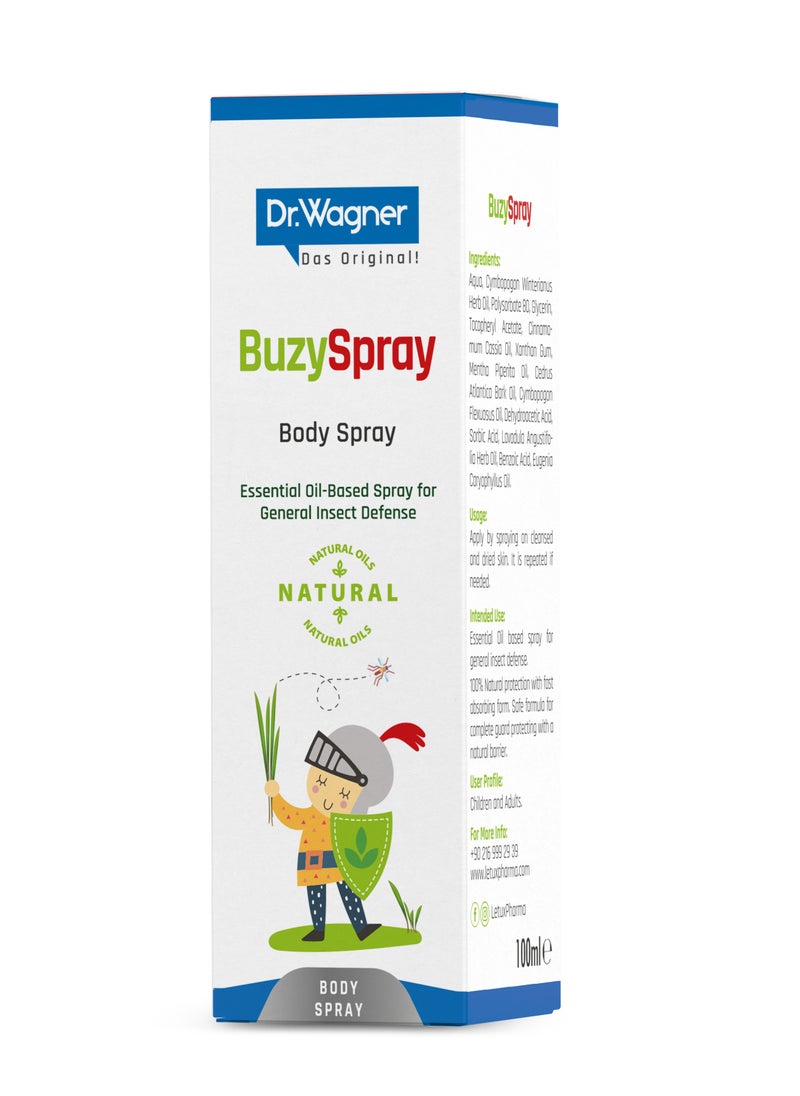 Dr.Wagner - Buzzy Mosquito Repellent Spray - 100ml | 100% Natural Mosquito & Insect Repellent | Alcohol-Free, Baby-Friendly, and Skin-Safe - Image 1