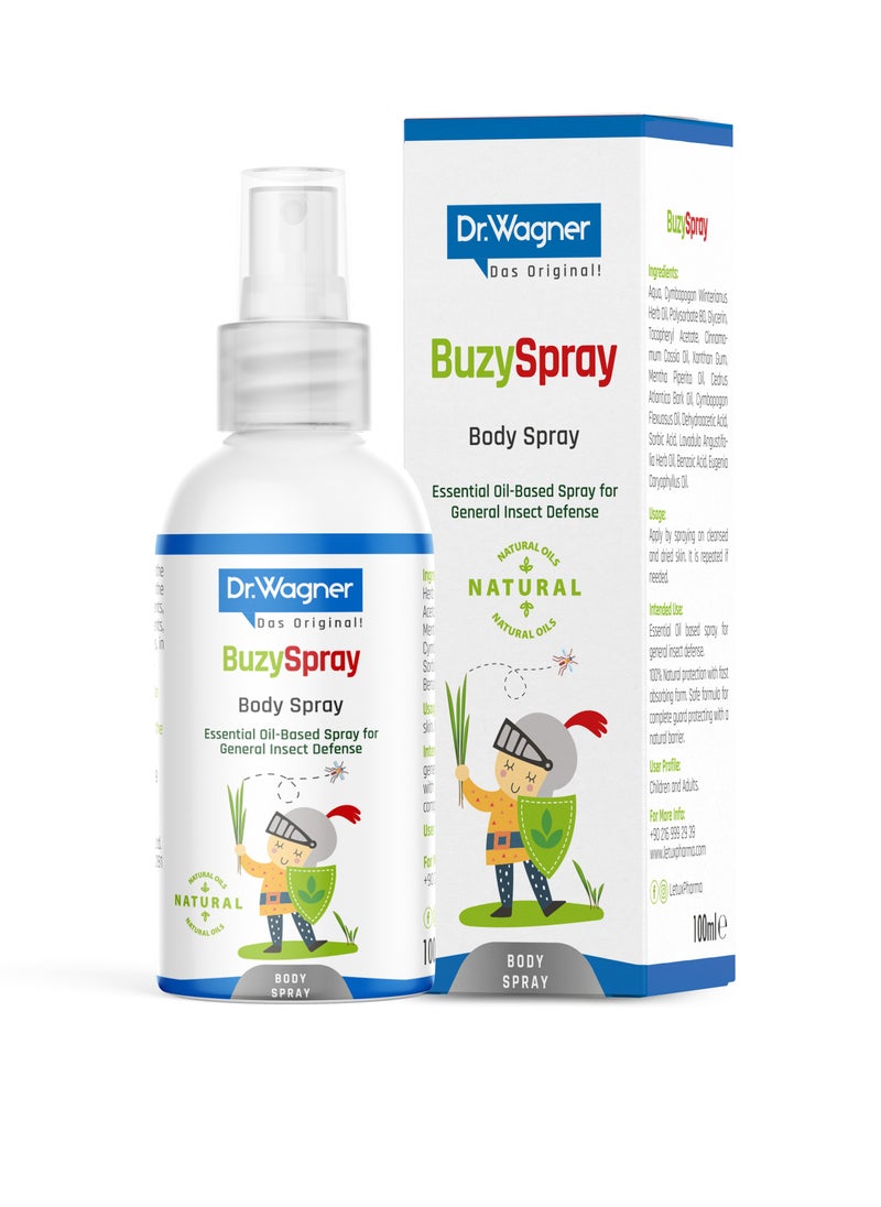 Dr.Wagner - Buzzy Mosquito Repellent Spray - 100ml | 100% Natural Mosquito & Insect Repellent | Alcohol-Free, Baby-Friendly, and Skin-Safe - Image 1