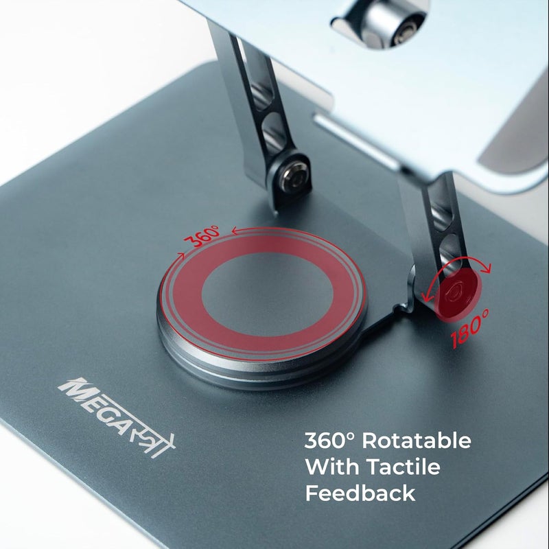 MegaStro Adjustable Laptop Stand with 360 Rotating Base Tabletop Laptop Stand Ergonomic Foldable Portable Laptop Stand Holder Compatible for MacBook HP Dell Lenovo All Other Notebook Grey - Image 5