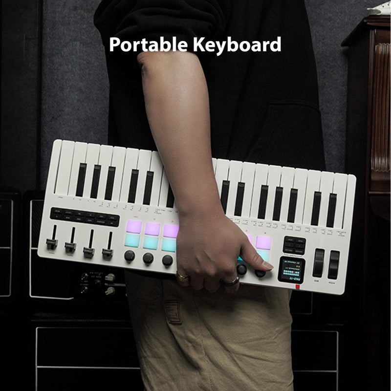 Btuty 37-Key MIDI Keyboard Controller Music Production Controller MIDI Piano Keyboard Drum Pads with 16 RGB Drum Pads 8 Knobs 4 Faders Synthesizer Engine for Music Production - Image 4