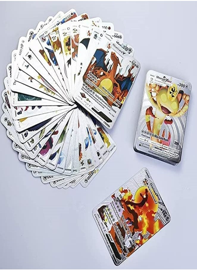 Silver Pokemon Cards Set (55 pcs) - Including Vmax Rares V Series GX EX Rares Charizard Common Cards ( Random pic on cards box cover)