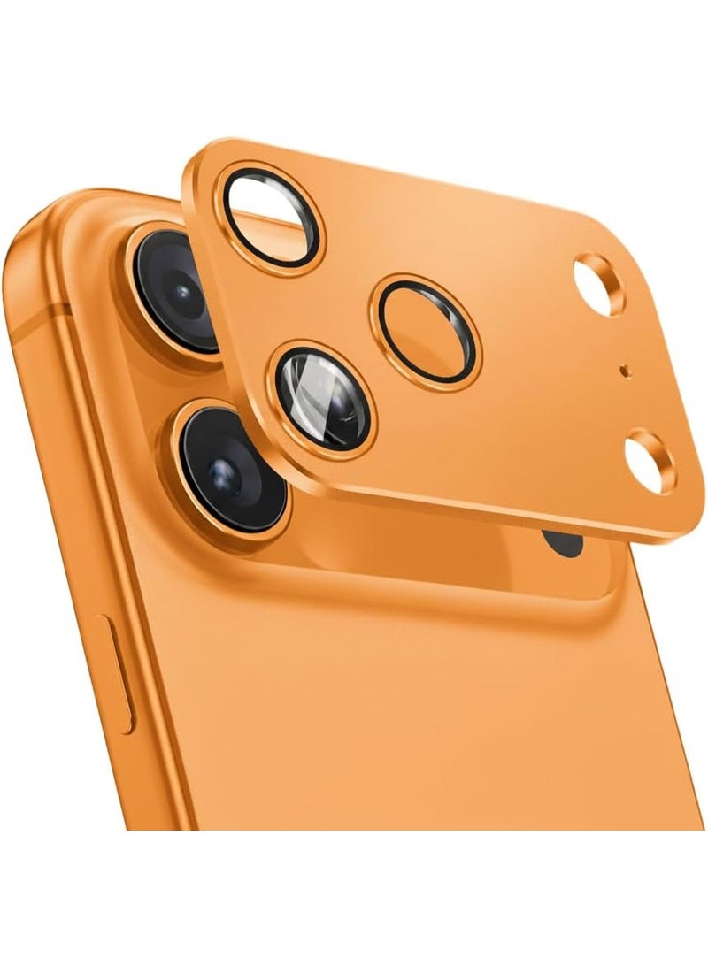 ACLIX Camera Lens Protector for iPhone 17 Pro Max, Metal Top 9H with Tempered Glass, Anti-Scratch, Case Friendly, Does Not Affect Night Shots, HD Clear, Orange - Image 1