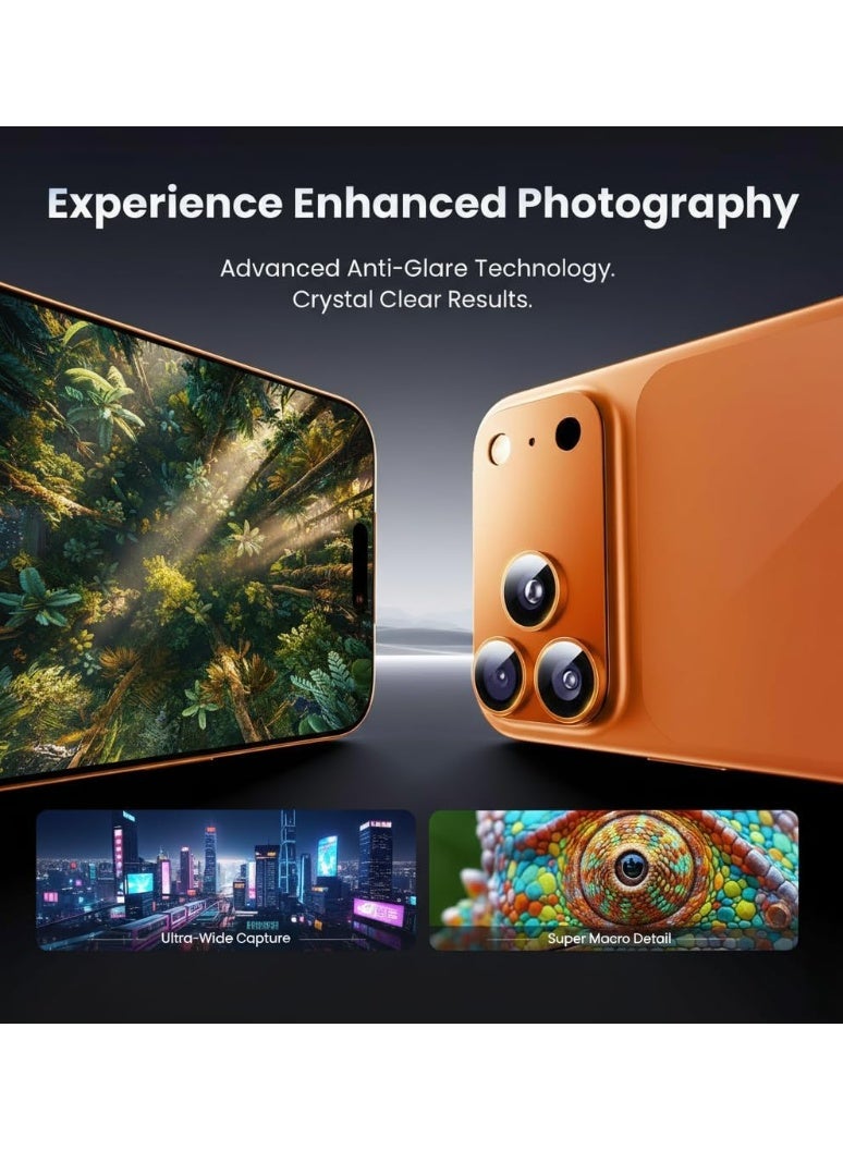ACLIX Camera Lens Protector for iPhone 17 Pro Max, Metal Top 9H with Tempered Glass, Anti-Scratch, Case Friendly, Does Not Affect Night Shots, HD Clear, Orange - Image 2