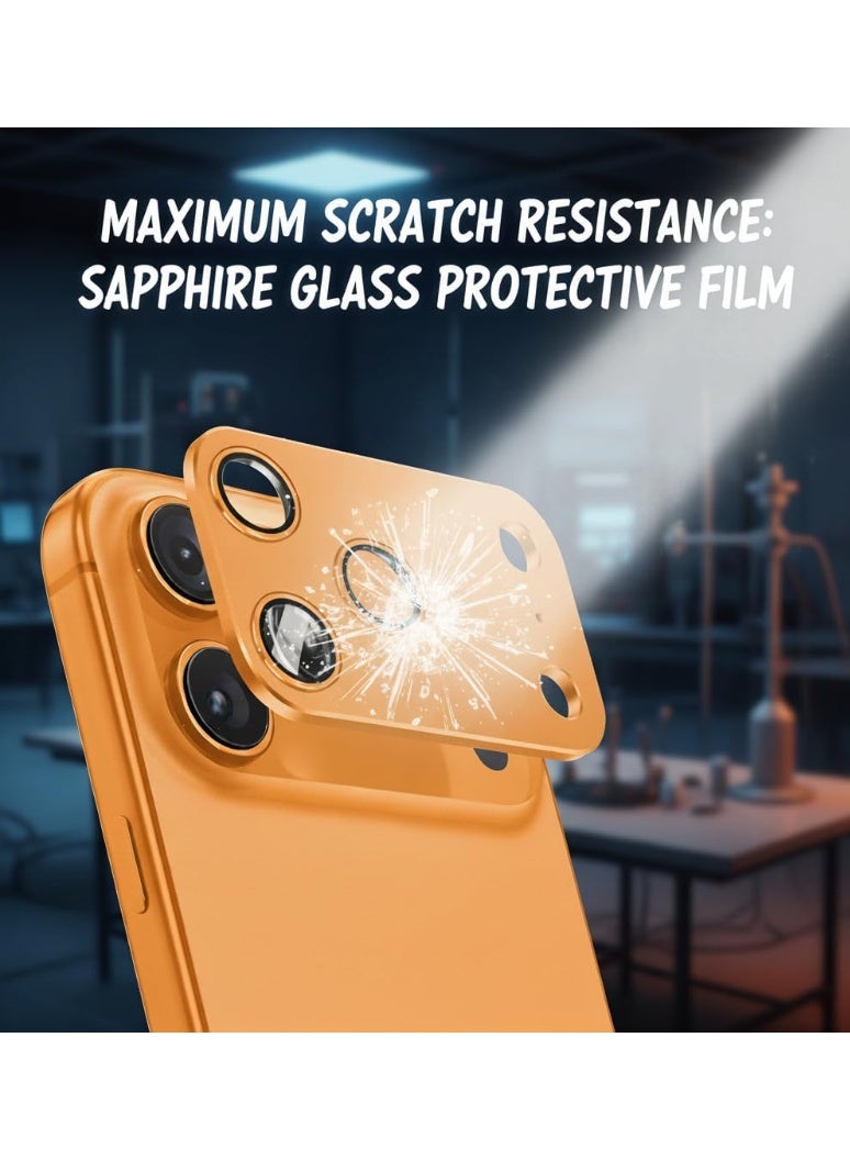 ACLIX Camera Lens Protector for iPhone 17 Pro Max, Metal Top 9H with Tempered Glass, Anti-Scratch, Case Friendly, Does Not Affect Night Shots, HD Clear, Orange - Image 3