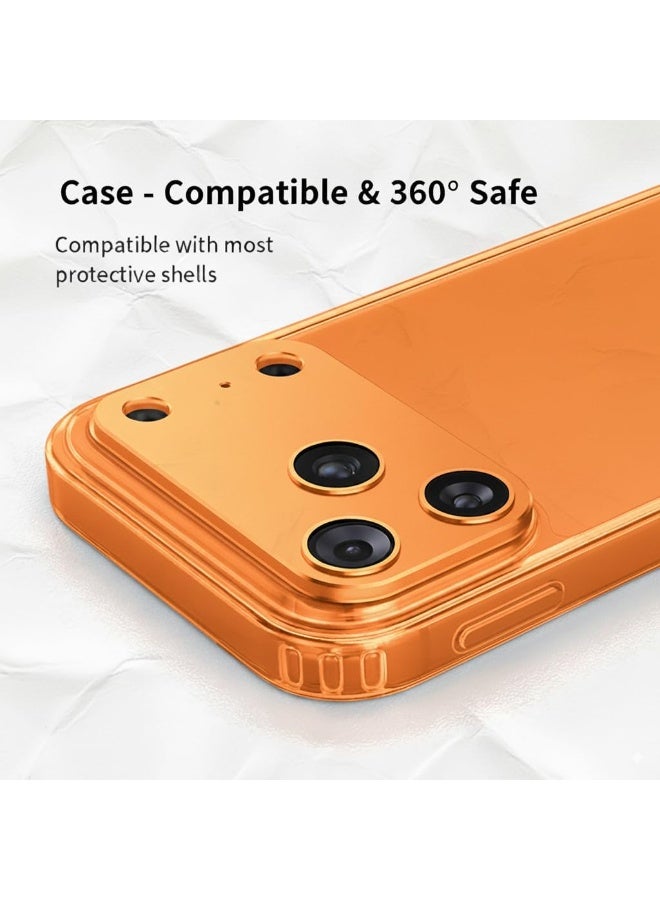 ACLIX Camera Lens Protector for iPhone 17 Pro Max, Metal Top 9H with Tempered Glass, Anti-Scratch, Case Friendly, Does Not Affect Night Shots, HD Clear, Orange - Image 4