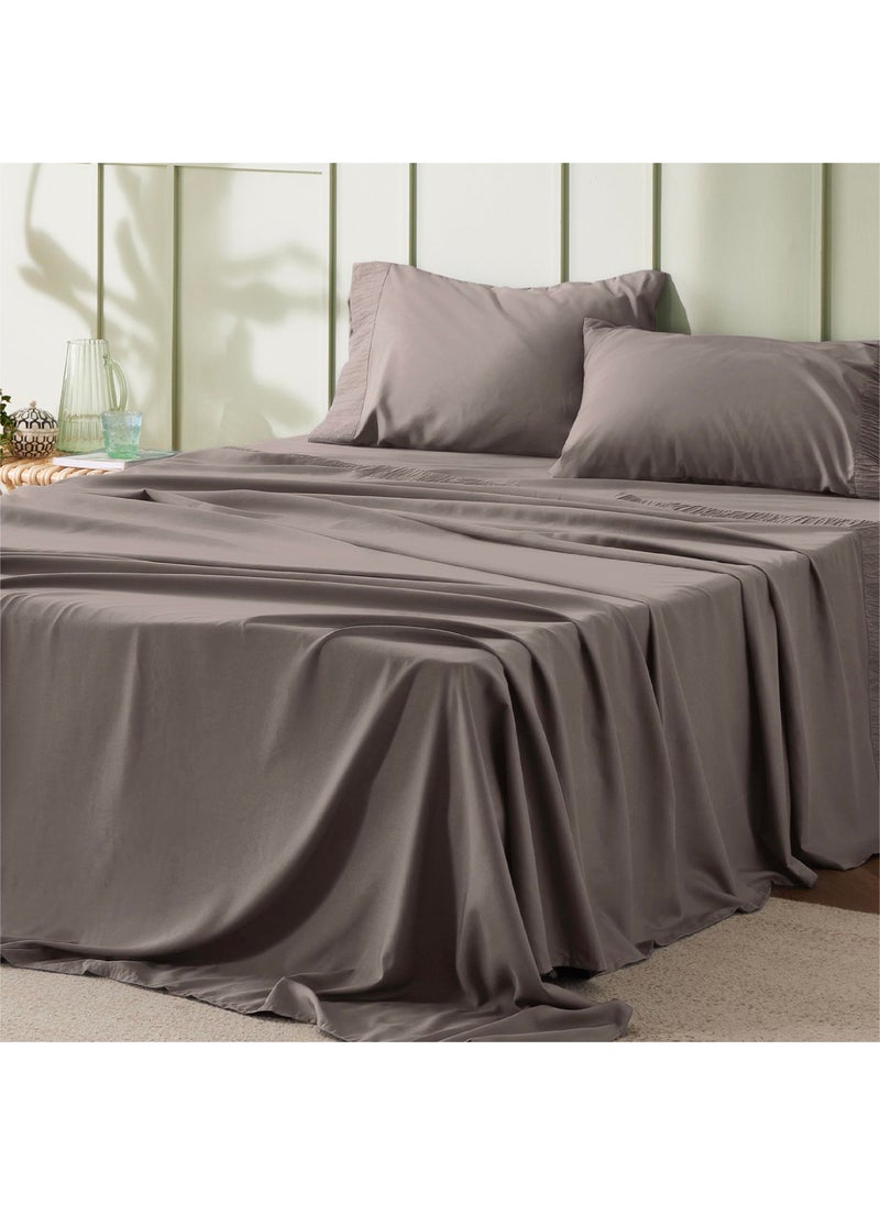 Bedsure Bedsure King Size Sheets Set  4 Pieces Soft King Sheets  Breathable  Cooling  Hotel Luxury  Easy Care Polyester Microfiber Bedding for Women Men Taupe 