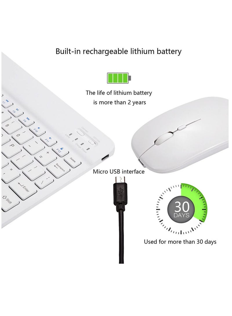 Ultra-Slim Bluetooth Keyboard and Mouse Combo Rechargeable Portable Wireless Keyboard Mouse Set for Apple iPad iPhone iOS 13 and Above Samsung Tablet Phone Smartphone Android Windows (WhiteAbout this - Image 2
