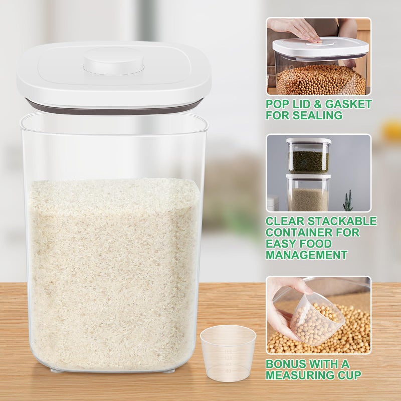 TBMax Large Flour Storage Container 10.56 Qt, 20 Lbs Rice Container with Pop Up Lid & Measuring Scoop for Flour, Cereal, Dry Food Storage and Kitchen Pantry Organization - Image 2