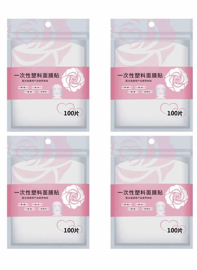 SYOSI 400Pcs DIY Facial Sheet Plastic Disposable Spa Skin Care Pre-cut Facial Paper Sheet Film for Home and Salon Clear  - Image 1