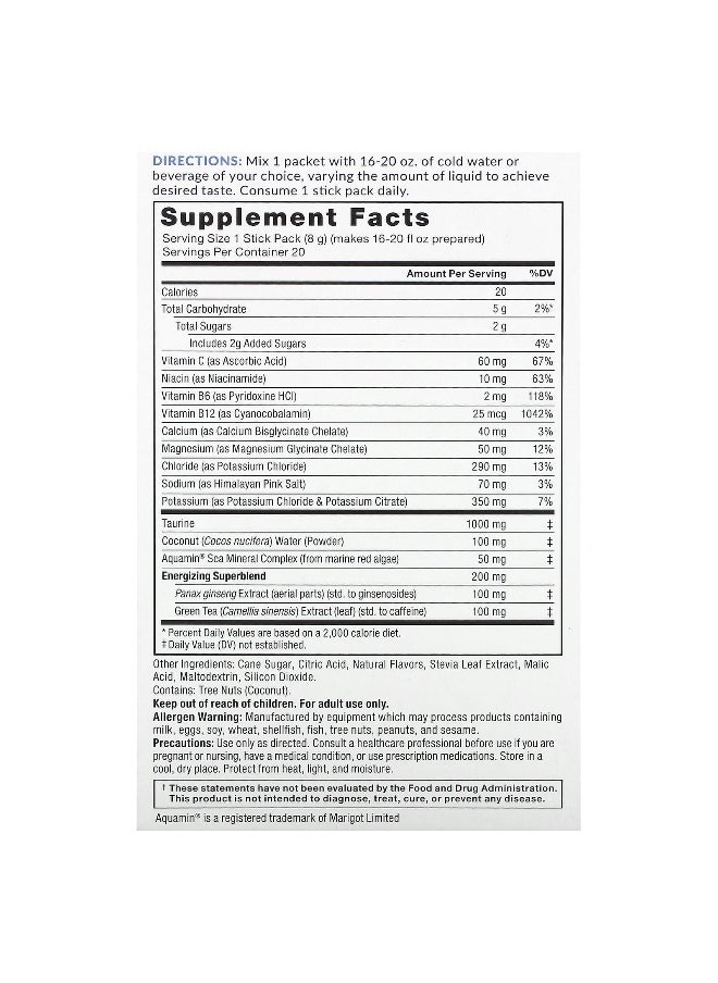 Force Factor Force Factor, Liquid Labs™ Energy, Rapid Hydration Electrolyte Drink Mix, Mango Margarita, 20 Stick Packs, 0.28 oz (8 g) Each  - Image 2