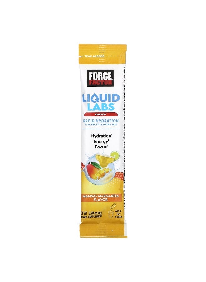 Force Factor Force Factor, Liquid Labs™ Energy, Rapid Hydration Electrolyte Drink Mix, Mango Margarita, 20 Stick Packs, 0.28 oz (8 g) Each  - Image 3