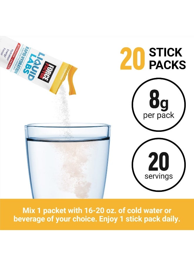 Force Factor Force Factor, Liquid Labs™ Energy, Rapid Hydration Electrolyte Drink Mix, Mango Margarita, 20 Stick Packs, 0.28 oz (8 g) Each  - Image 5