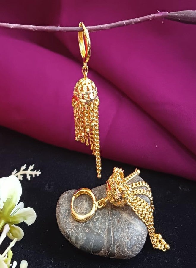 Efulgenz Indian Earrings for Women Hoop Jhumki Jhumka Earring Set Jhumka Hoop Earring with Tassel Indian Bridal Jewelry for Wedding Bollywood Fashion Jewelry - Image 3