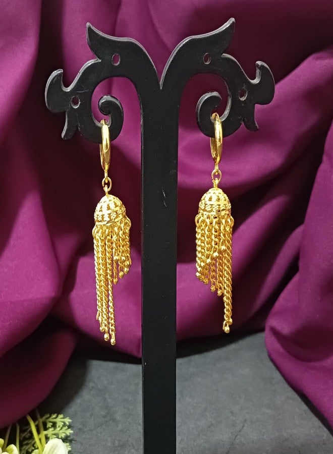 Efulgenz Indian Earrings for Women Hoop Jhumki Jhumka Earring Set Jhumka Hoop Earring with Tassel Indian Bridal Jewelry for Wedding Bollywood Fashion Jewelry - Image 2