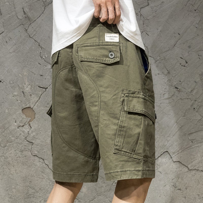 Foreign Trade Work Shorts Mens Trendy Brand Ins All-match Japanese Style Trendy Casual Loose Five-point Pants Summer Thin Five-point Pants Green  - Image 3