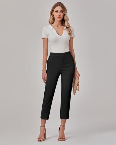 GRAPENT Women's High Waisted Black Capri Pants - Size XL (16/18) - Image 3