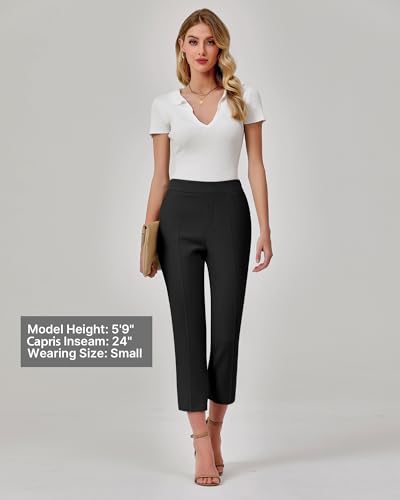 GRAPENT Women's High Waisted Black Capri Pants - Size XL (16/18) - Image 4