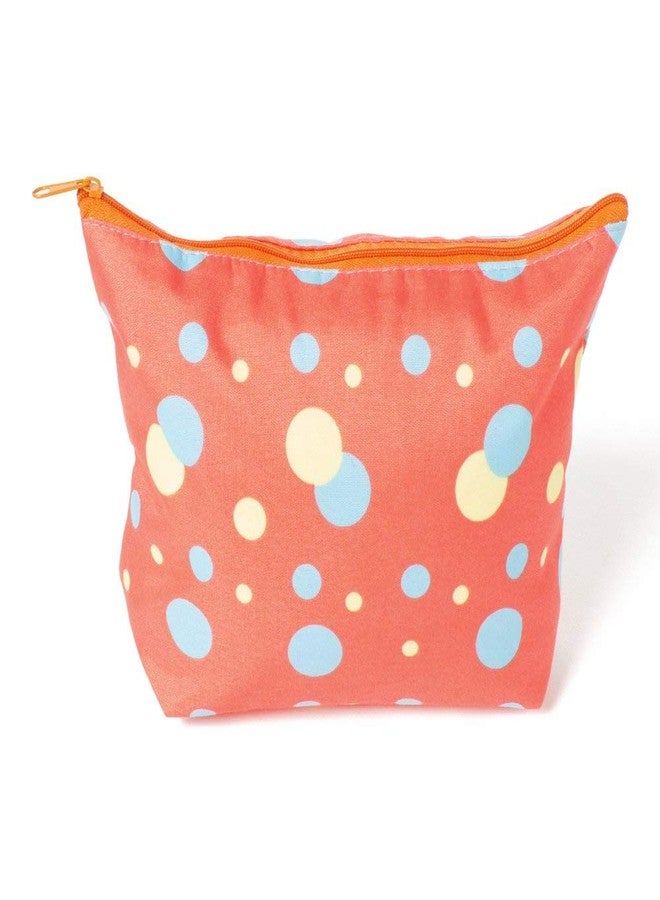 THE QUIRK BOX Travel Pouch Toiletry Bag Cosmetic Pouch Travel Organizer Travel Kit - Orange Circle Print - Set of 2 - Image 1