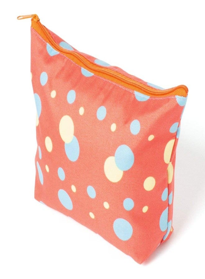 THE QUIRK BOX Travel Pouch Toiletry Bag Cosmetic Pouch Travel Organizer Travel Kit - Orange Circle Print - Set of 2 - Image 2