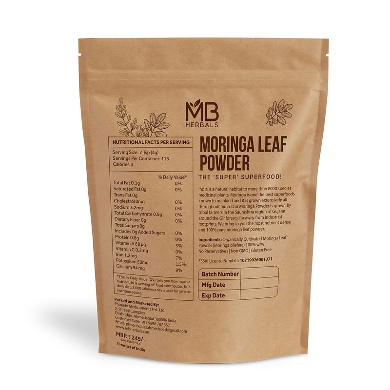 MB Herbals Moringa Leaf Powder 8 oz (227g / 0.5 LB) | 100% Pure Moringa Powder | Easily Mixes in Drinks & Smoothies | No Preservatives - Image 2