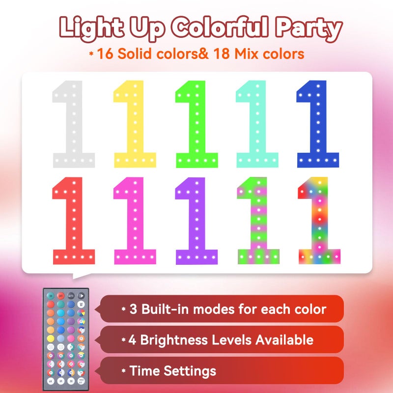 LOBOOM 4FT Marquee Light Up Letters, 34 Colors Changing Marquee Letters with Remote,Weighted Water Bag, Big Letters A for Party Wedding Graduation Birthday Decorations - Image 4