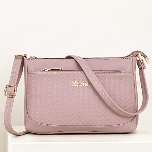 EXOTIC Women's Studded Dual Tone Sling Bag -Green (Pink) - Image 5