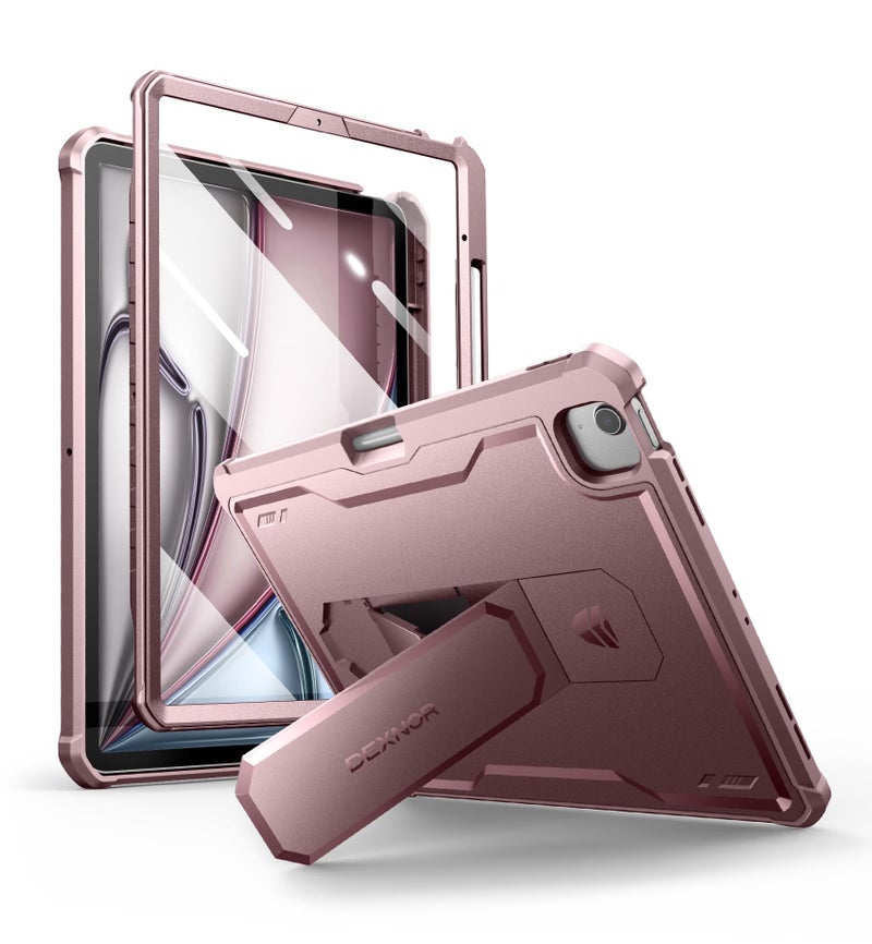 Dexnor for iPad Air 13 Inch Case 20252024 M3M2 with Pencil Holder Builtin Screen Protector MultiAngle Kickstand Heavy Duty Shockproof Full Body Protective Cover for iPad Air 13 Pink - Image 2