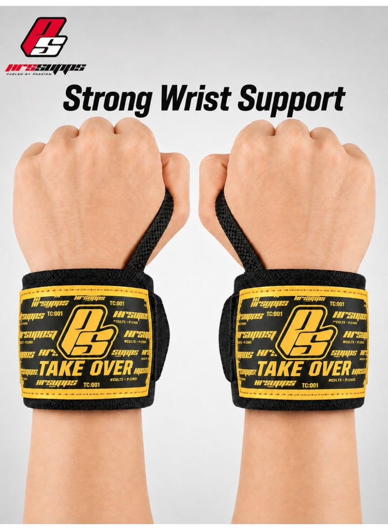 ProSupps 2PCS Heavy-Duty Wrist Wraps for Weightlifting, Adjustable Wrist Support with Thumb Loop & Strong Velcro, Gym Wrist Brace for Bench Press, Powerlifting & Strength Training - Image 1