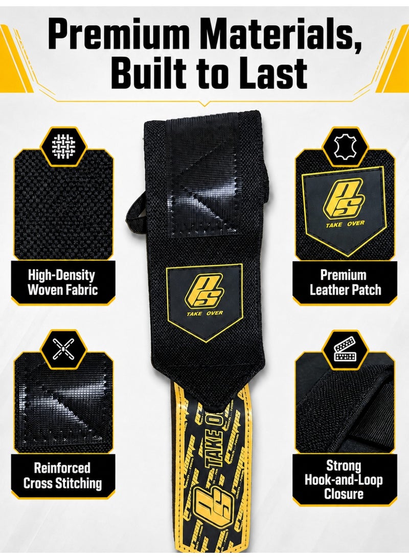 ProSupps 2PCS Heavy-Duty Wrist Wraps for Weightlifting, Adjustable Wrist Support with Thumb Loop & Strong Velcro, Gym Wrist Brace for Bench Press, Powerlifting & Strength Training - Image 4