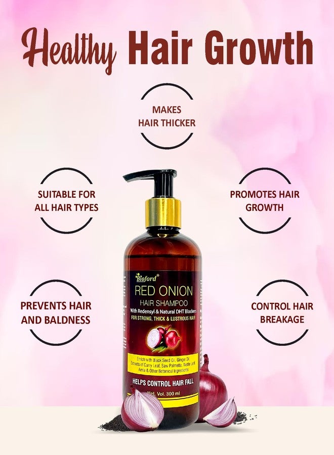 Bioford Red Onion Hair Shampoo Anti Hair Fall & Growth | Pro Vitamin B5, Red onion & Black Seed Oil Vitamin E Natural DHT Blockers, Strong & Thick Hair for Men & Women 300ml - Image 4