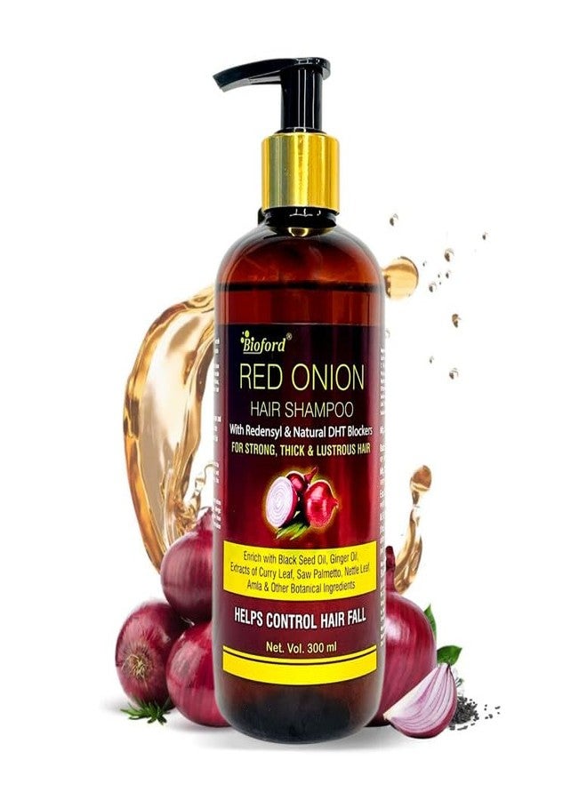 Bioford Red Onion Hair Shampoo Anti Hair Fall & Growth | Pro Vitamin B5, Red onion & Black Seed Oil Vitamin E Natural DHT Blockers, Strong & Thick Hair for Men & Women 300ml - Image 1