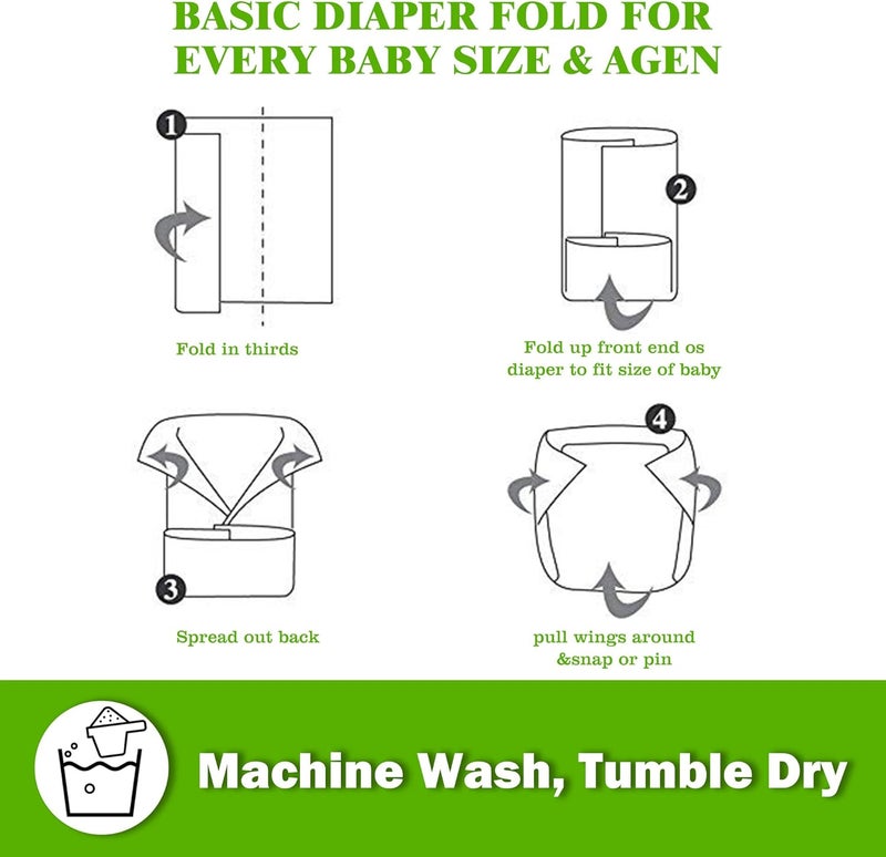 Fasoar Prefold Cloth Diapers  Premium Cotton Fasoar 3 Ply Environmental Friendly Baby Washable Diaper Covers for Babies to Toddlers MultiUse 1035 lbs 12 Count - Image 4