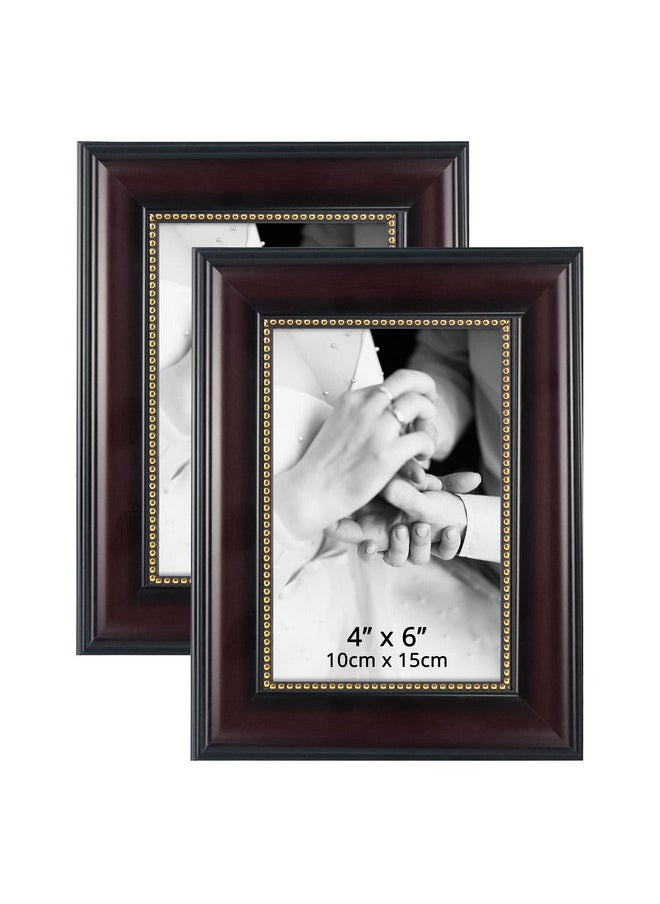 GraduationMall 4x6 Picture Frames, Real Glass, Display Photos for Wall or Tabletop, Mahogany with Gold Beads, 2-Pack - pzsku/Z57D62B28036EE46E283AZ/45/_/1740982992/c21edf3a-f41e-4381-8992-038940619348