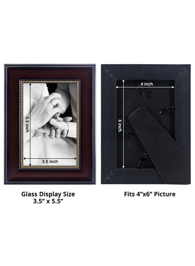 GraduationMall 4x6 Picture Frames, Real Glass, Display Photos for Wall or Tabletop, Mahogany with Gold Beads, 2-Pack - Image 3