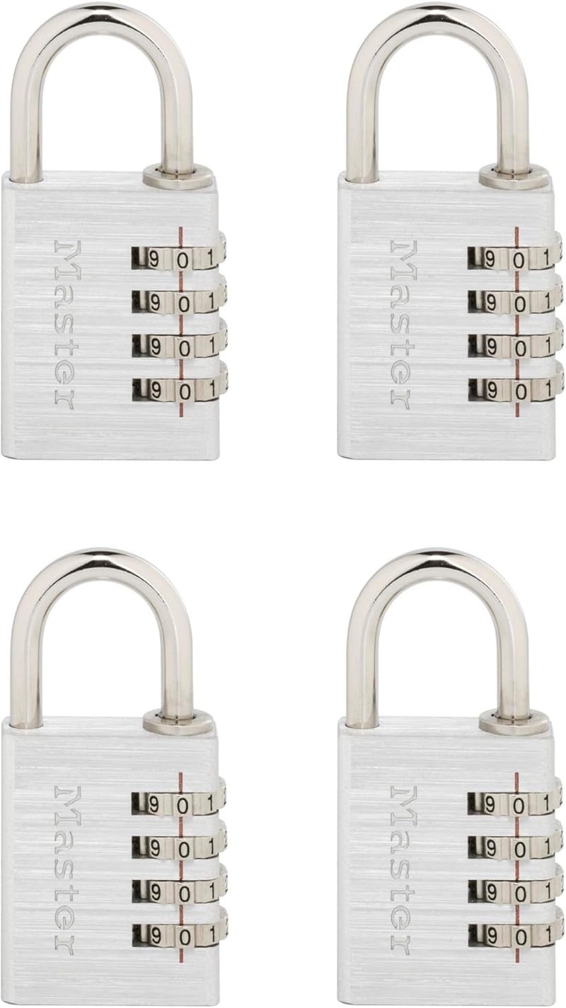 MasterLock Set Your Own Combination Padlock, 4 Pack, Silver 643EC4 - Image 1